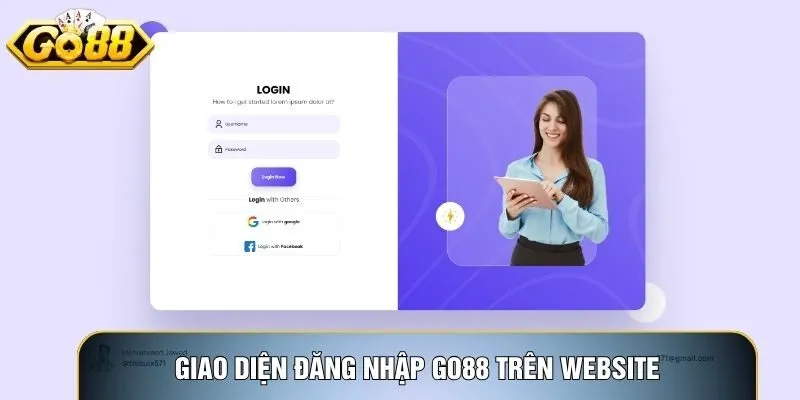 Giao diện đăng nhập Go88 trên website giúp truy cập nhanh chóng và an toàn