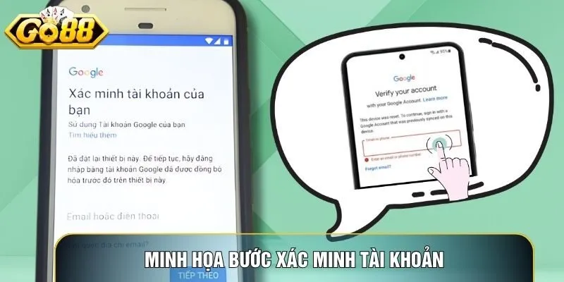 Minh họa bước xác minh tài khoản trong chính sách hoàn trả go88 bằng OTP nhanh chóng